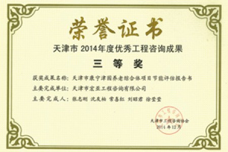 優(yōu)秀咨詢(xún)成果三等獎(2014)