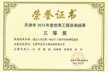 優(yōu)秀咨詢(xún)成果三等獎(2012)